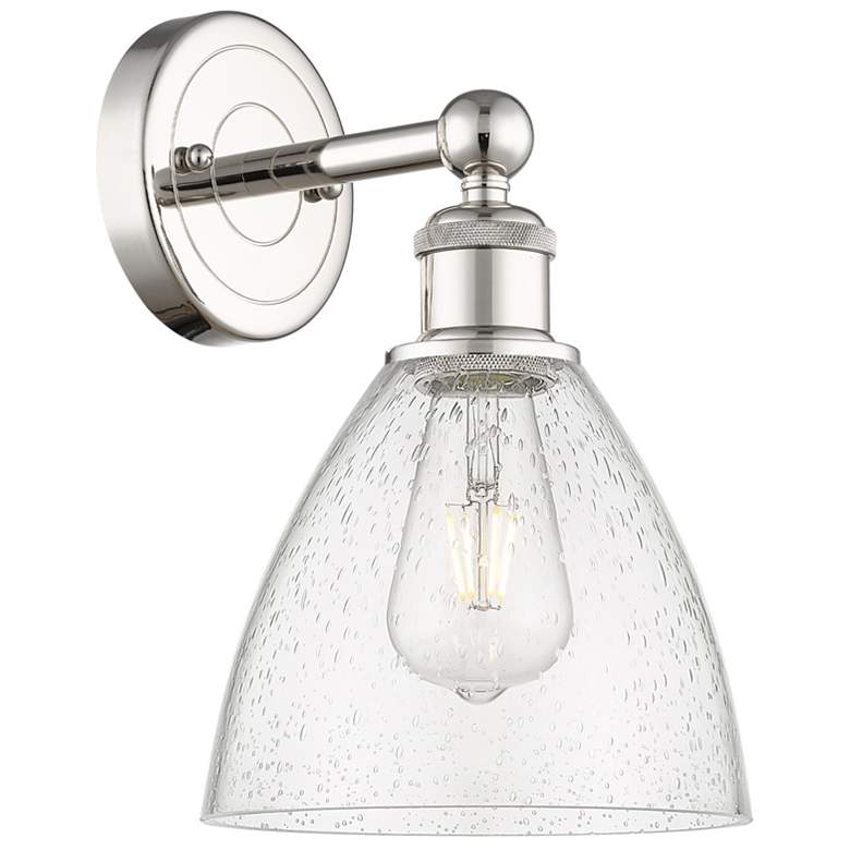 Image 1 Edison Bristol Glass 12"High Polished Nickel Sconce With Seedy Shade