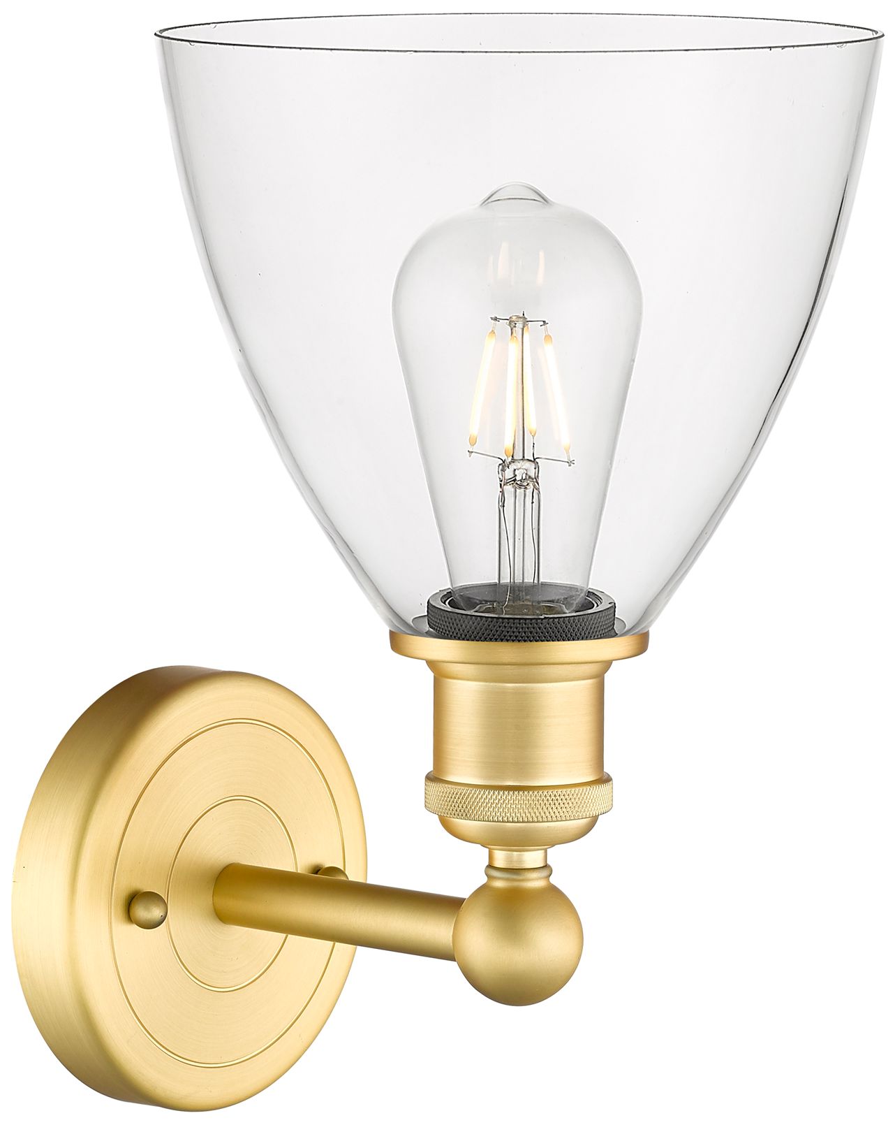Image 2 Edison Bristol Glass 12"High Satin Gold Sconce With Clear Shade more views