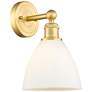 Edison Bristol Glass 12"High Satin Gold Sconce With Matte White Shade