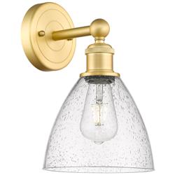 Edison Bristol Glass 12&quot;High Satin Gold Sconce With Seedy Shade