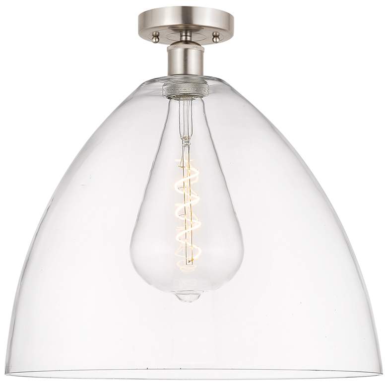 Image 1 Edison Bristol Glass 16" Semi-Flush Mount - Brushed Satin Nickel - Cl