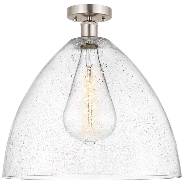 Image 1 Edison Bristol Glass 16" Semi-Flush Mount - Brushed Satin Nickel - Se