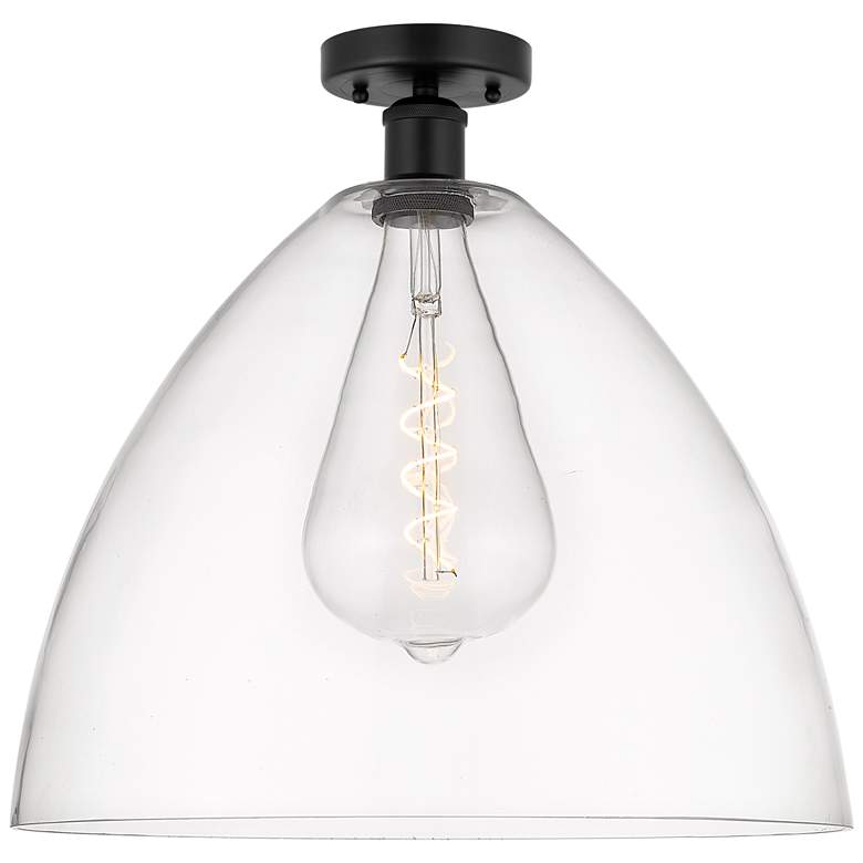 Image 1 Edison Bristol Glass 16" Semi-Flush Mount - Matte Black - Clear Shade