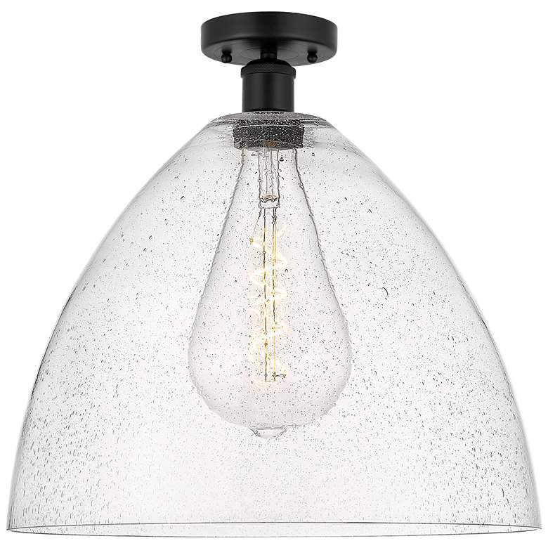 Image 1 Edison Bristol Glass 16" Semi-Flush Mount - Matte Black - Seedy Shade