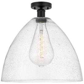 Edison Bristol Glass  16" Semi-Flush Mount - Matte Black - Seedy Shade Edison Bristol Glass  16" Semi-Flush Mount - Matte Black - Seedy Shade