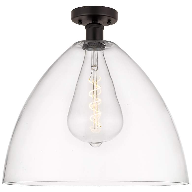 Image 1 Edison Bristol Glass 16" Semi-Flush Mount - Oil Rubbed Bronze - Clear