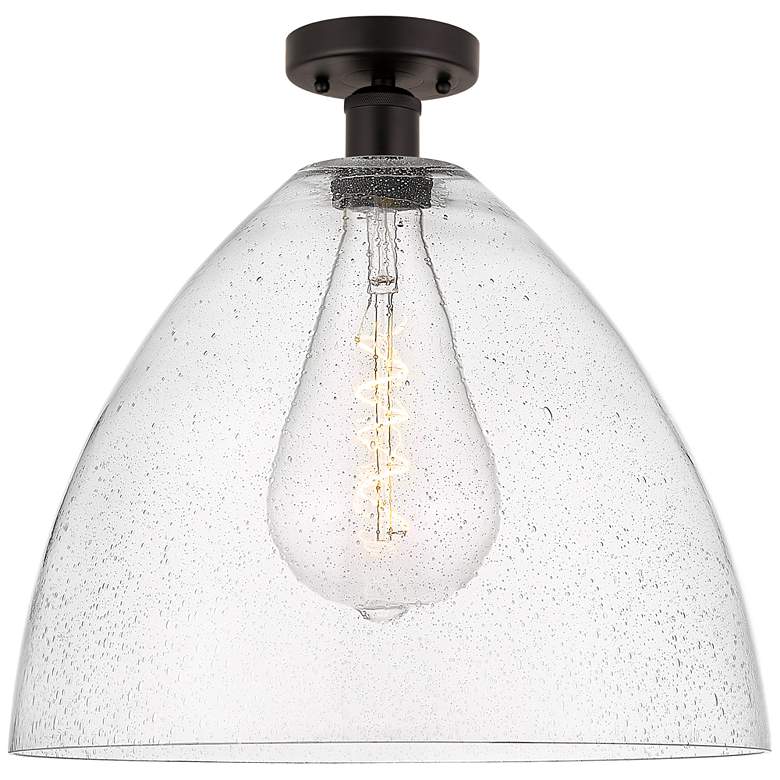 Image 1 Edison Bristol Glass 16" Semi-Flush Mount - Oil Rubbed Bronze - Seedy