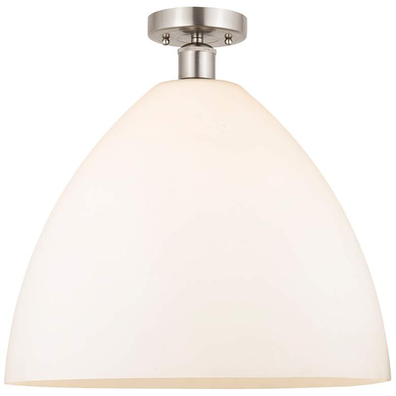 Image 1 Edison Bristol Glass 16" Semi-Flush Mount - Satin Nickel - Matte Whit