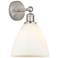 Edison Bristol Glass 8" Brushed Satin Nickel Sconce w/ Matte White Sha