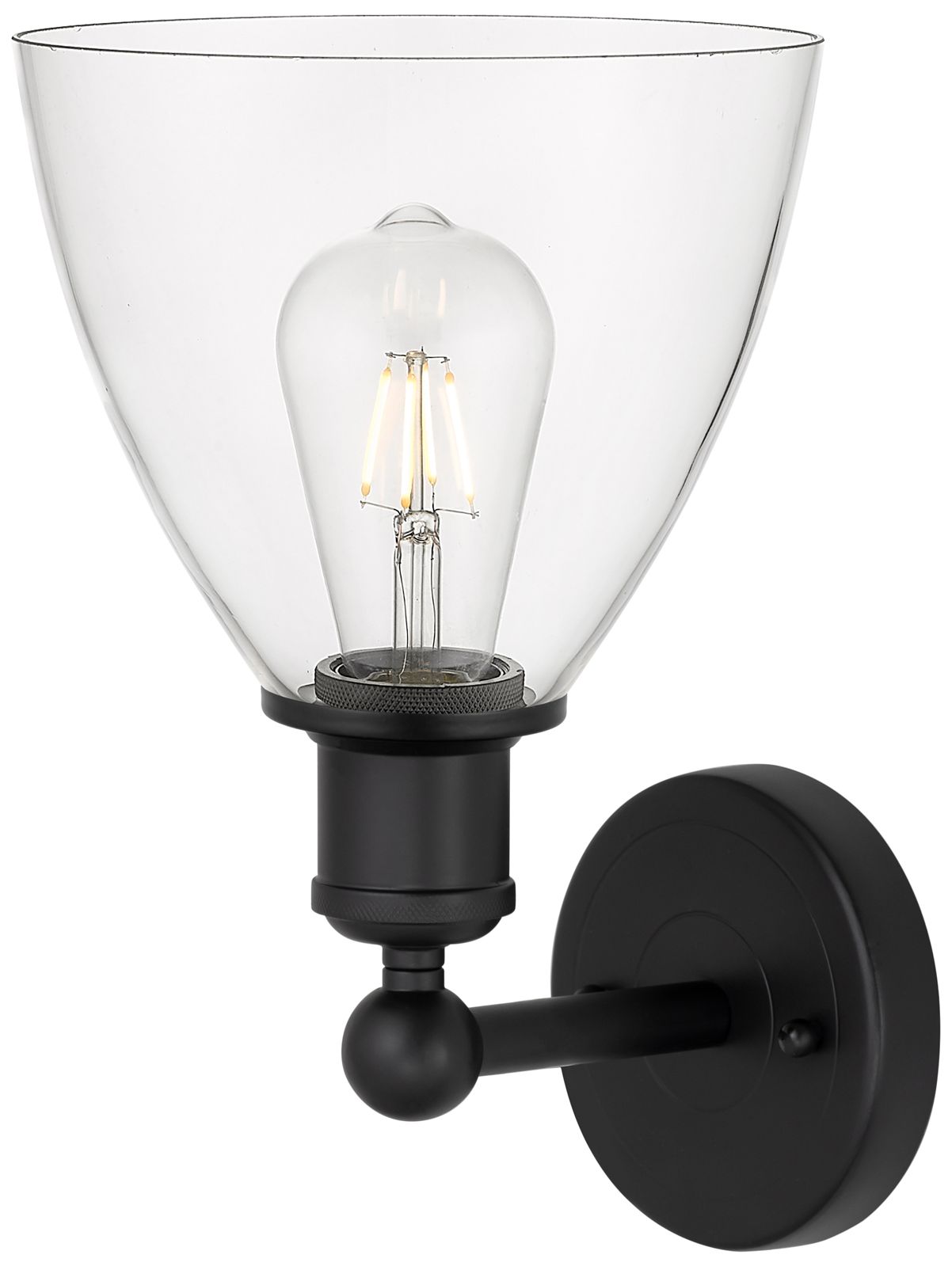 Image 2 Edison Bristol Glass 8" Matte Black Sconce w/ Clear Shade more views