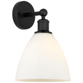 Edison Bristol Glass 8" Matte Black Sconce w/ Matte White Shade Edison Bristol Glass 8" Matte Black Sconce w/ Matte White Shade