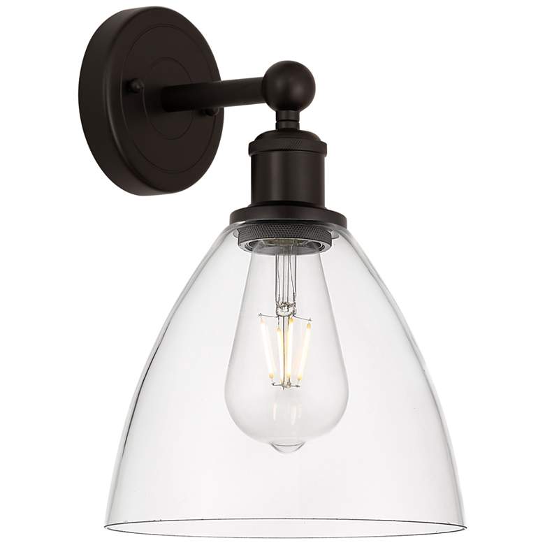 Image 1 Edison Bristol Glass 8" Oil Rubbed Bronze Sconce w/ Clear Shade