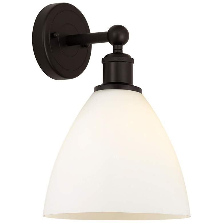 Image 1 Edison Bristol Glass 8" Oil Rubbed Bronze Sconce w/ Matte White Shade
