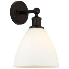 Edison Bristol Glass 8" Oil Rubbed Bronze Sconce w/ Matte White Shade Edison Bristol Glass 8" Oil Rubbed Bronze Sconce w/ Matte White Shade