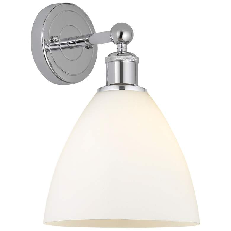 Image 1 Edison Bristol Glass 8" Polished Chrome Sconce w/ Matte White Shade