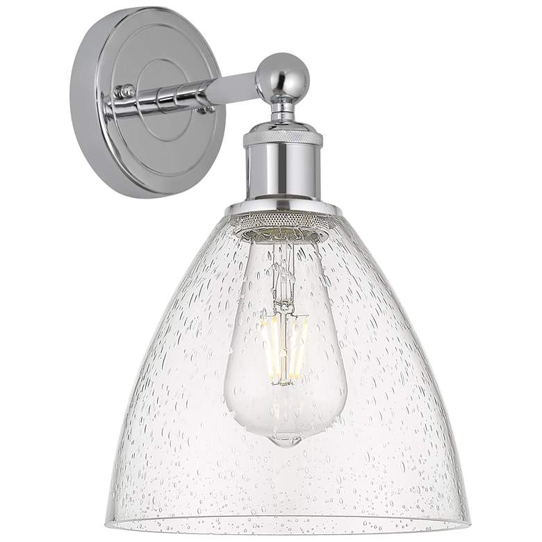 Image 1 Edison Bristol Glass 8" Polished Chrome Sconce w/ Seedy Shade