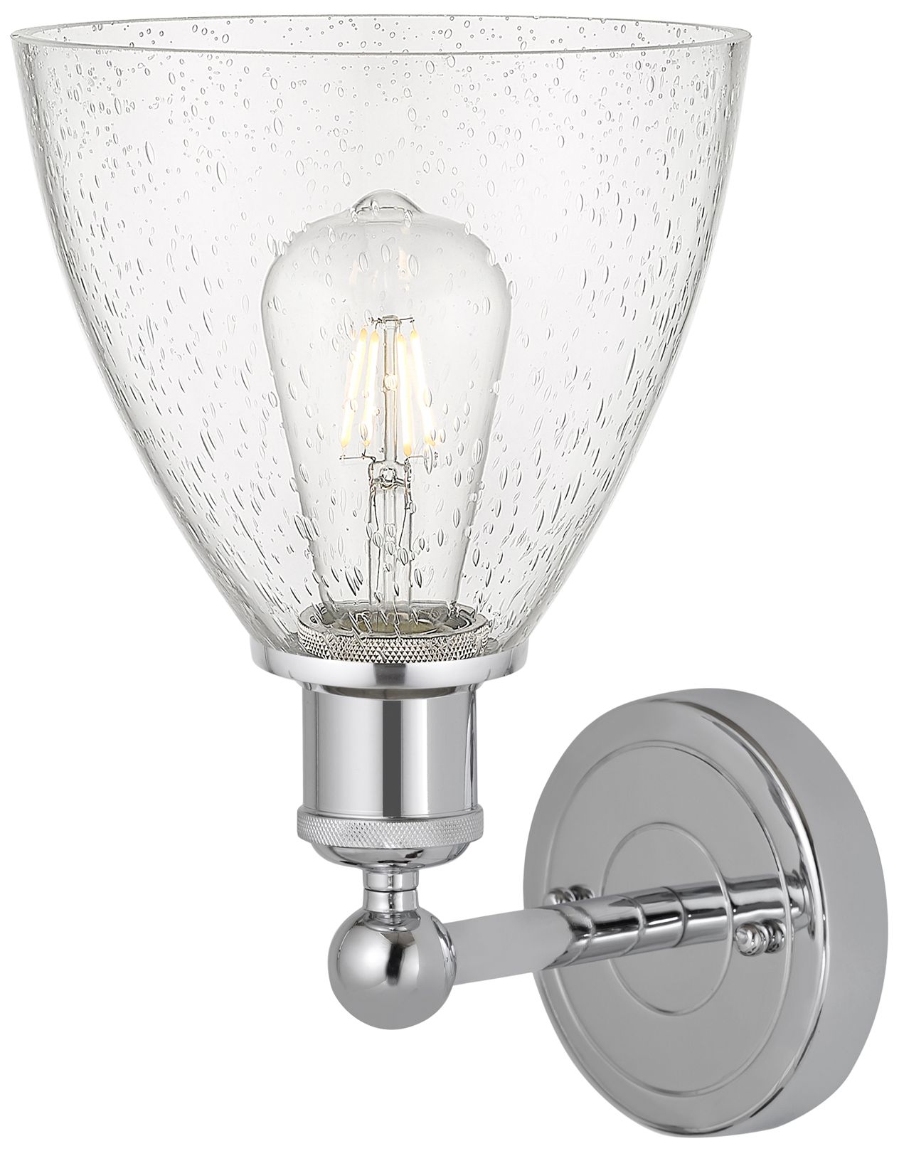 Image 2 Edison Bristol Glass 8" Polished Chrome Sconce w/ Seedy Shade more views