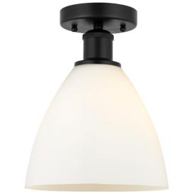 Edison Bristol Glass  8" Semi-Flush Mount - Matte Black - Matte White Edison Bristol Glass  8" Semi-Flush Mount - Matte Black - Matte White