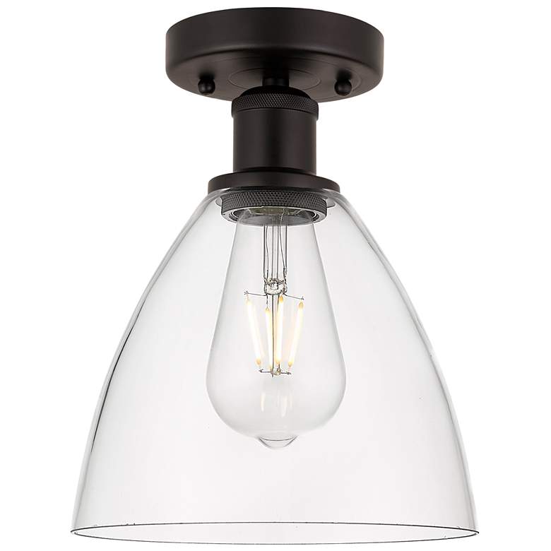 Image 1 Edison Bristol Glass 8" Semi-Flush Mount - Oil Rubbed Bronze - Clear