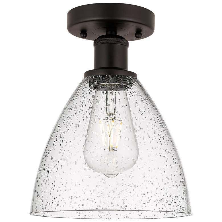 Image 1 Edison Bristol Glass  8" Semi-Flush Mount - Oil Rubbed Bronze - Seedy