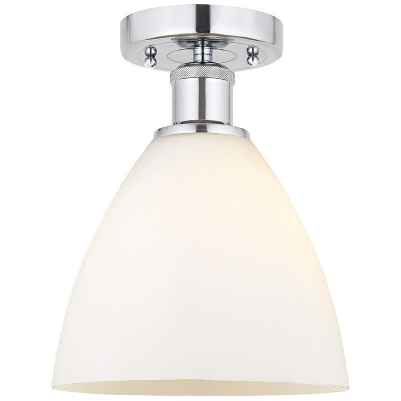 Image 1 Edison Bristol Glass 8" Semi-Flush Mount - Polished Chrome - Matte Wh