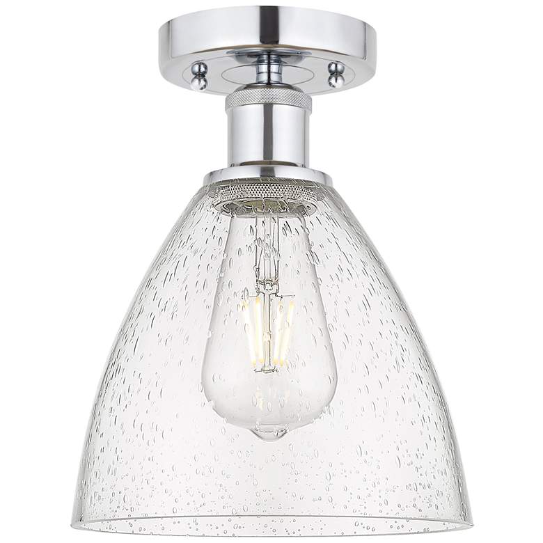 Image 1 Edison Bristol Glass 8" Semi-Flush Mount - Polished Chrome - Seedy Sh