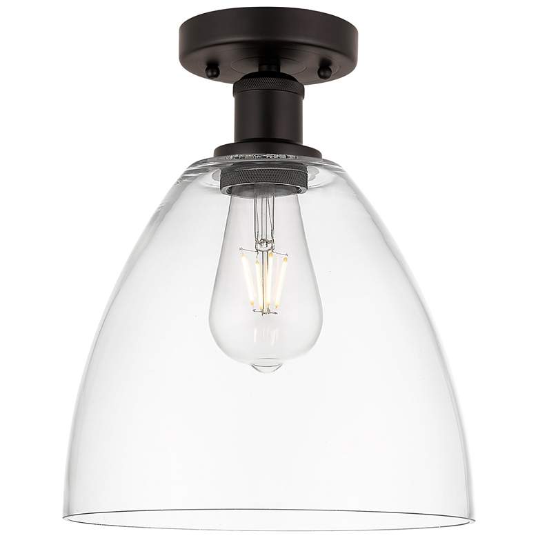 Image 1 Edison Bristol Glass 9" Semi-Flush Mount - Oil Rubbed Bronze - Clear