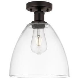 Edison Bristol Glass  9" Semi-Flush Mount - Oil Rubbed Bronze - Clear Edison Bristol Glass  9" Semi-Flush Mount - Oil Rubbed Bronze - Clear