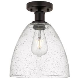 Edison Bristol Glass  9" Semi-Flush Mount - Oil Rubbed Bronze - Seedy Edison Bristol Glass  9" Semi-Flush Mount - Oil Rubbed Bronze - Seedy