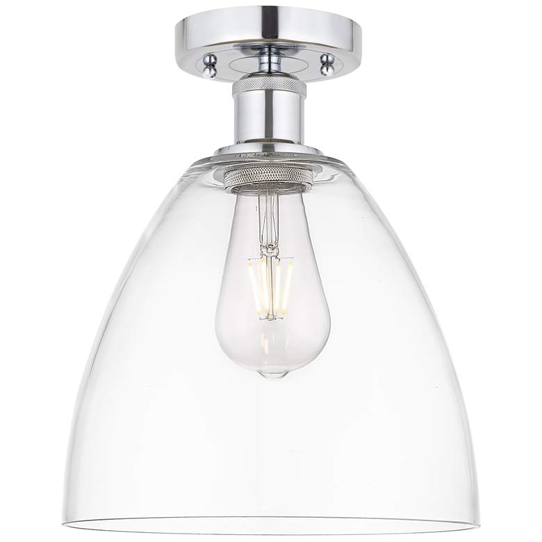 Image 1 Edison Bristol Glass 9" Semi-Flush Mount - Polished Chrome - Clear Sh
