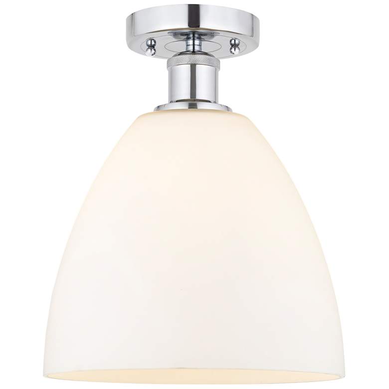 Image 1 Edison Bristol Glass 9" Semi-Flush Mount - Polished Chrome - Matte Wh