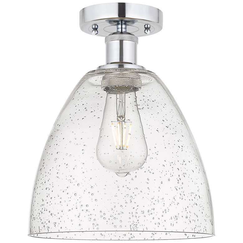 Image 1 Edison Bristol Glass 9" Semi-Flush Mount - Polished Chrome - Seedy Sh