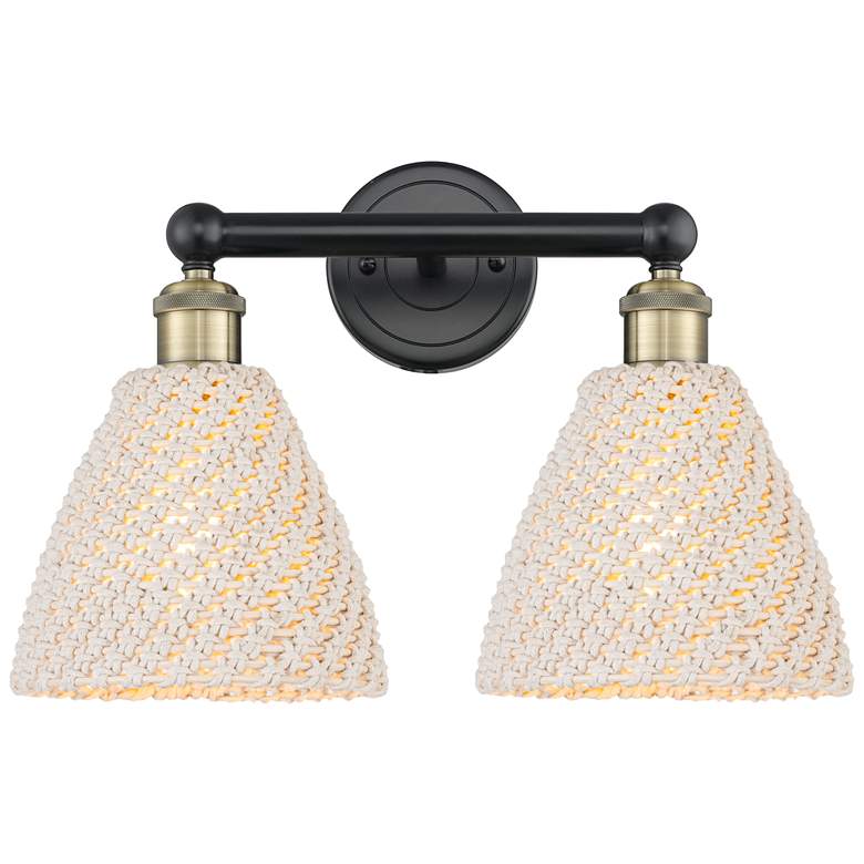 Image 1 Edison Bristol Natural 17"W 2 Light Black Antique Brass Vanity Light