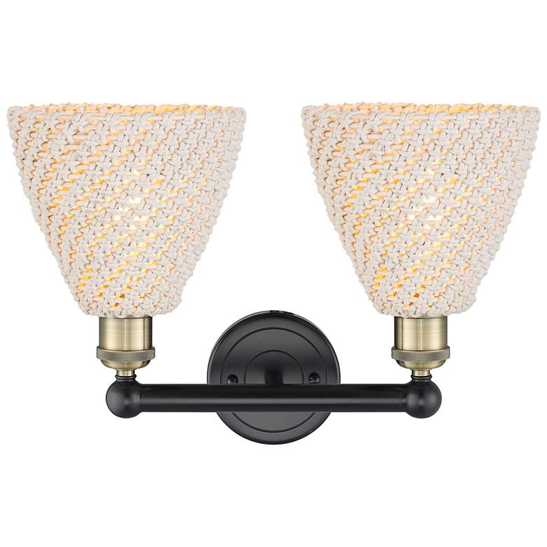 Image 2 Edison Bristol Natural 17"W 2 Light Black Antique Brass Vanity Light more views