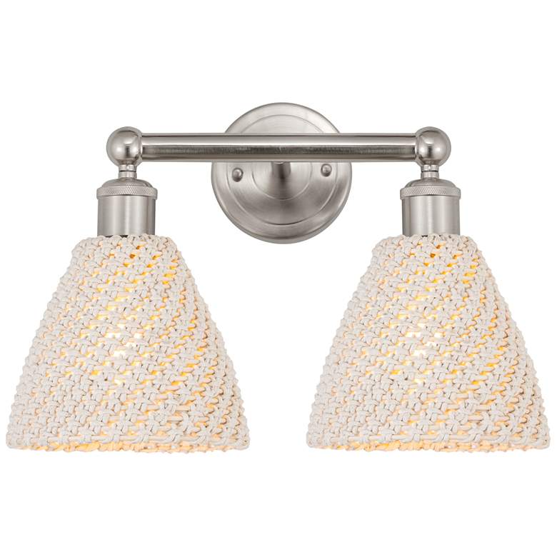 Image 1 Edison Bristol Natural 17"W 2 Light Brushed Satin Nickel Vanity Light