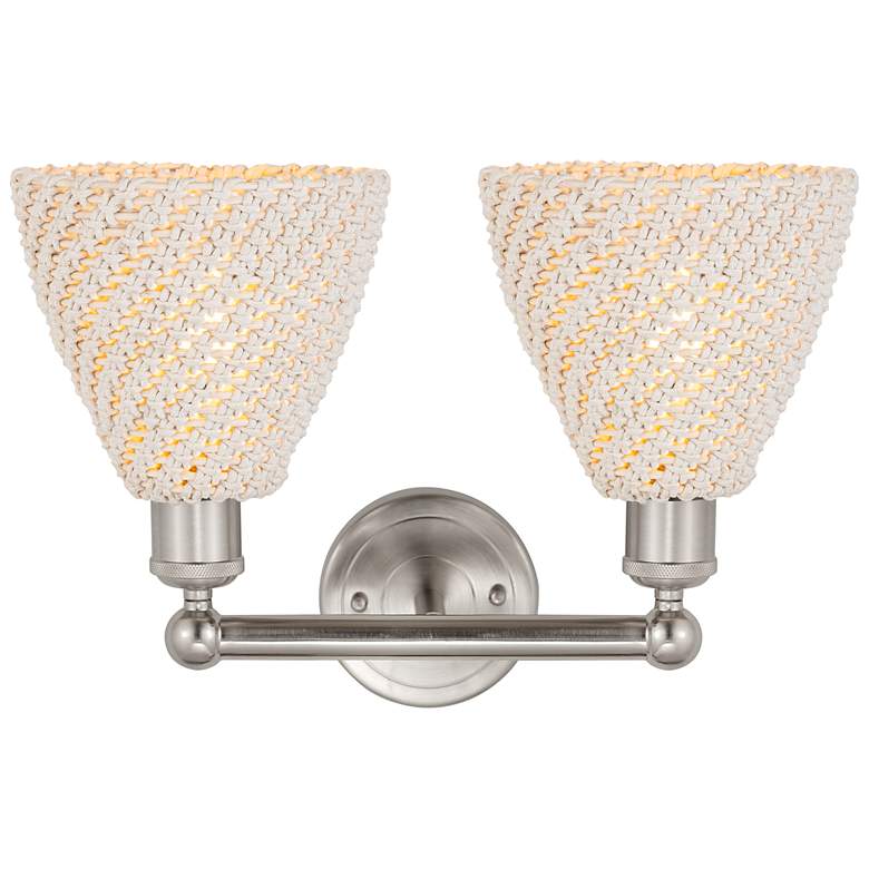 Image 2 Edison Bristol Natural 17"W 2 Light Brushed Satin Nickel Vanity Light more views