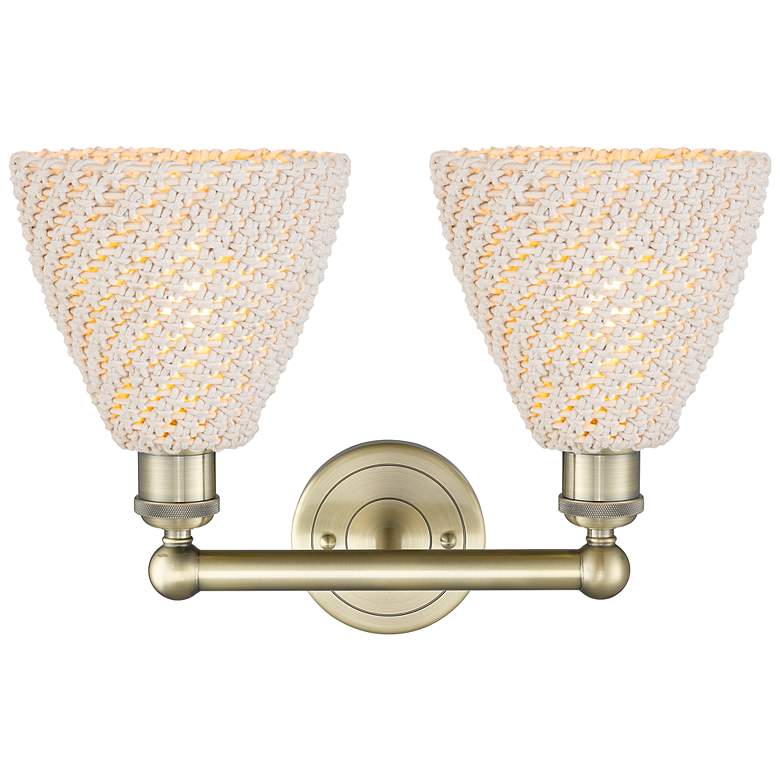 Image 2 Edison Bristol Natural 17" Wide 2 Light Antique Brass Vanity Light more views