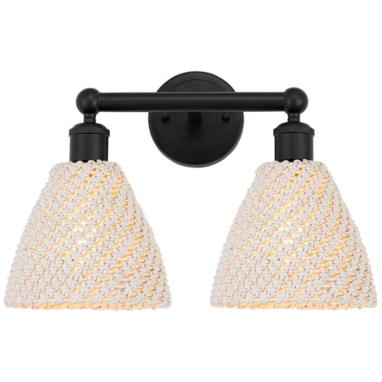 Image 1 Edison Bristol Natural 17" Wide 2 Light Matte Black Vanity Light With
