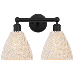 Edison Bristol Natural 17" Wide 2 Light Matte Black Vanity Light With