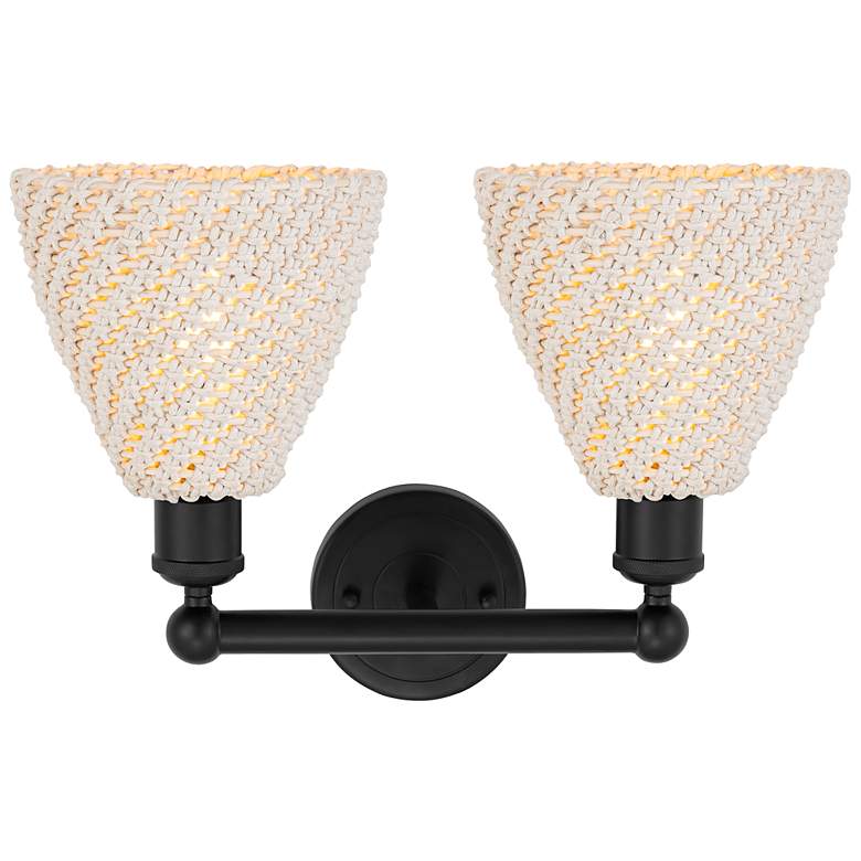 Image 2 Edison Bristol Natural 17" Wide 2 Light Matte Black Vanity Light With more views