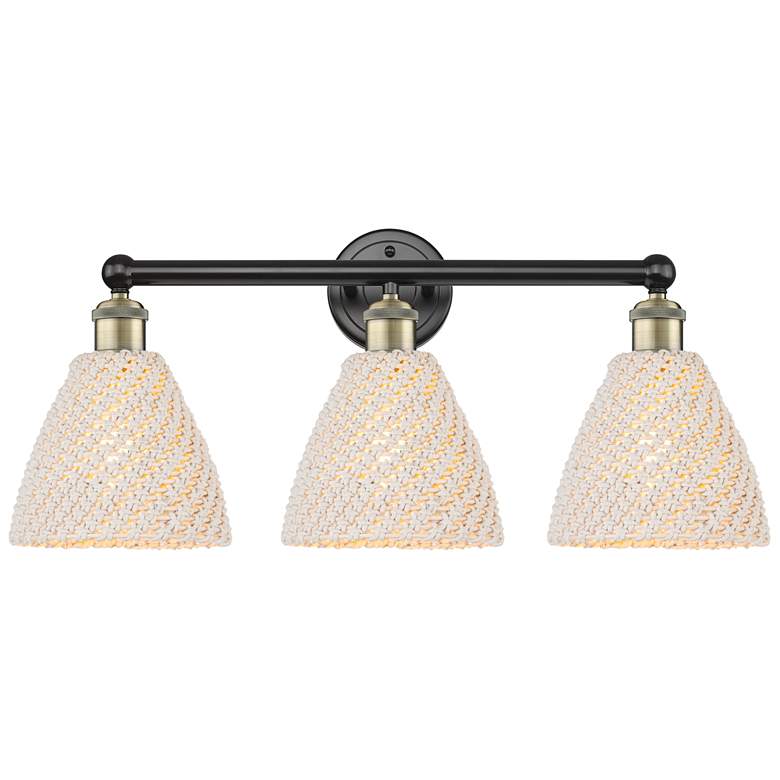 Image 1 Edison Bristol Natural 26"W 3 Light Black Antique Brass Vanity Light