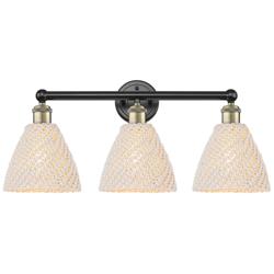 Edison Bristol Natural 26"W 3 Light Black Antique Brass Vanity Light