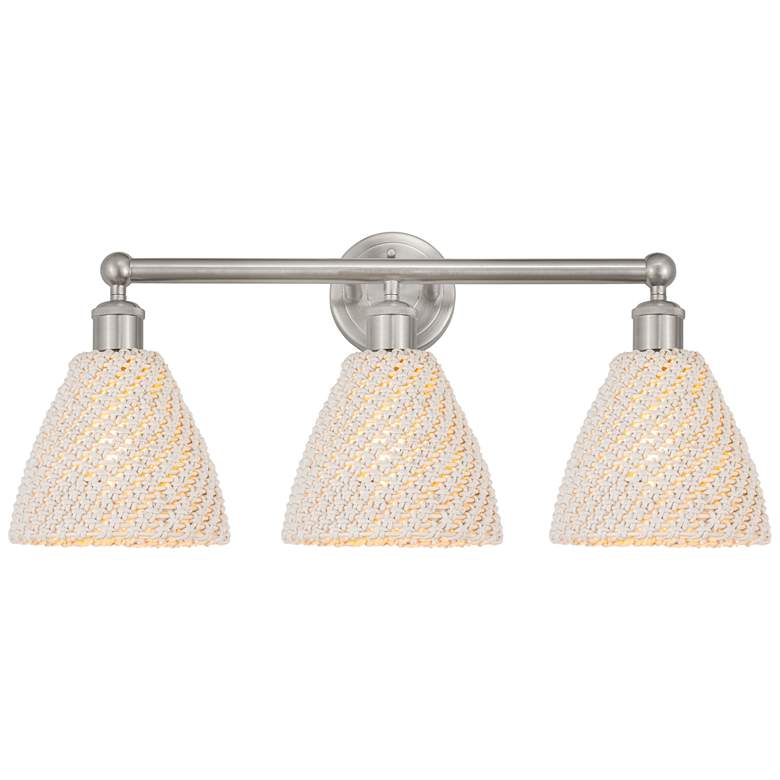 Image 1 Edison Bristol Natural 26"W 3 Light Brushed Satin Nickel Vanity Light