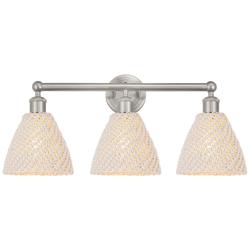 Edison Bristol Natural 26"W 3 Light Brushed Satin Nickel Vanity Light