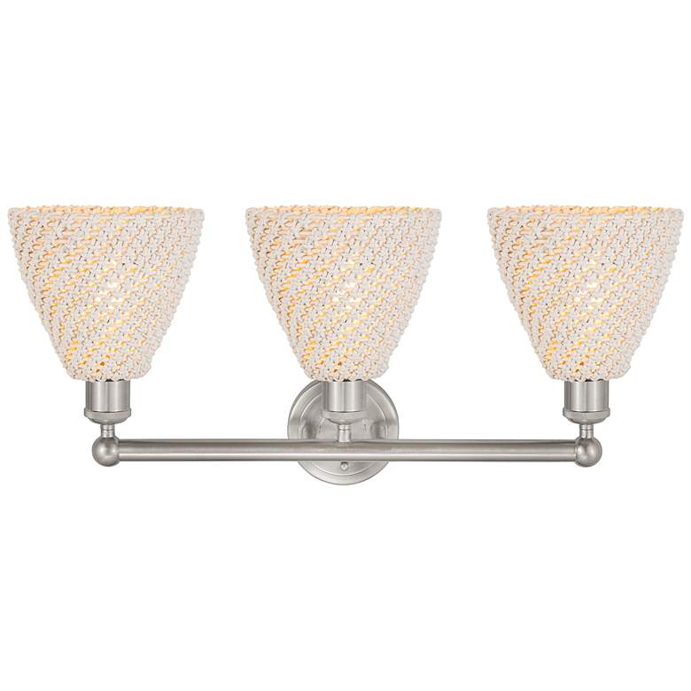Image 2 Edison Bristol Natural 26"W 3 Light Brushed Satin Nickel Vanity Light more views