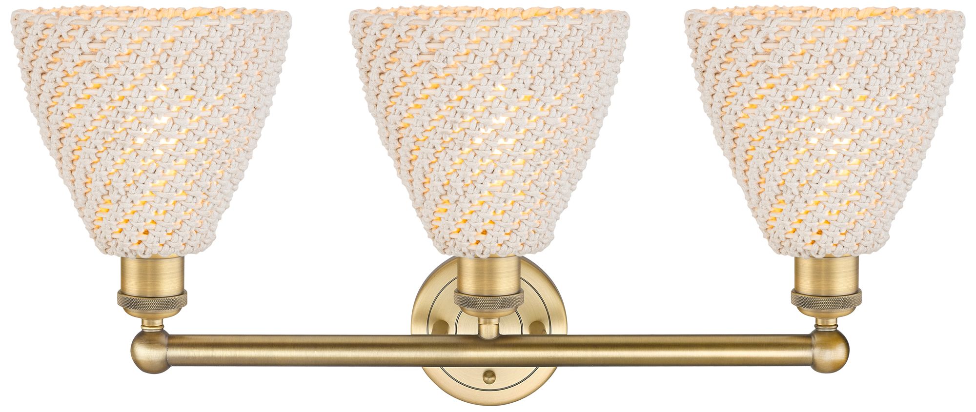 Image 2 Edison Bristol Natural 26" Wide 3 Light Brushed Brass Vanity Light more views