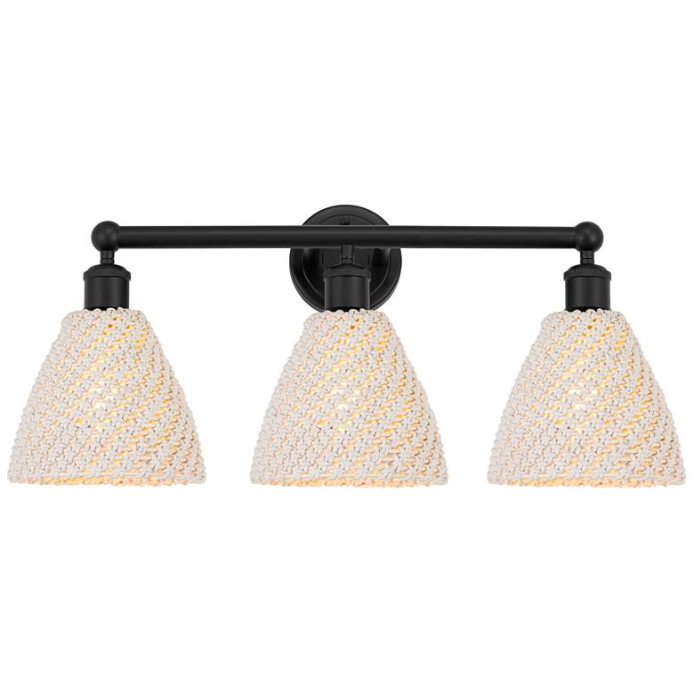 Image 1 Edison Bristol Natural 26" Wide 3 Light Matte Black Vanity Light With