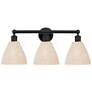 1_Edison Bristol Natural 26" Wide 3 Light Matte Black Vanity Light With