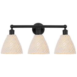 Edison Bristol Natural 26" Wide 3 Light Matte Black Vanity Light With