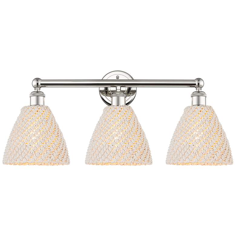 Image 1 Edison Bristol Natural 26" Wide 3 Light Polished Nickel Vanity Light